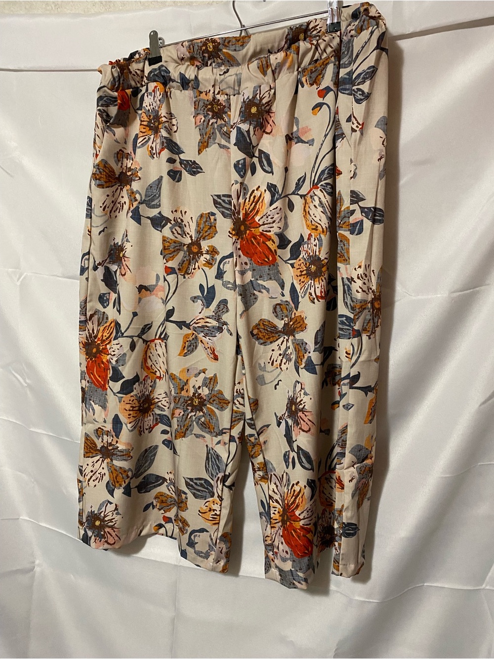 Emery Rose 2XL Cream Floral Wide-Leg Pants